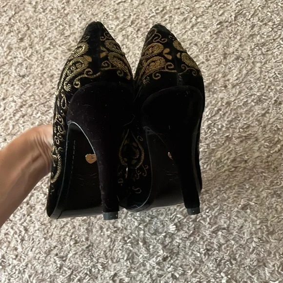 Alice + Olivia Suede Embroidered Heels - Picture 4 of 4